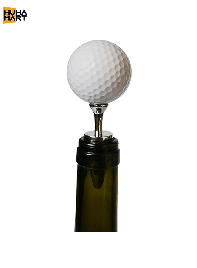 HuHa Mart Golf + Tee Shape Red Wine Bottle Stopper, Size: 10 x 4.2cm (Silver) - Image 1