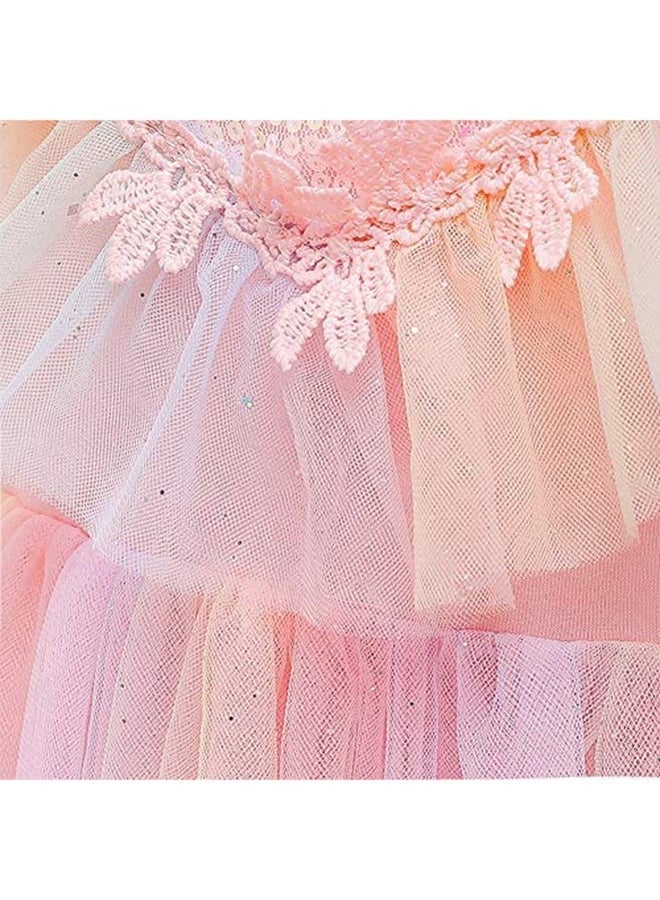 XiuWoo Frozen Princess Elsa Snow Queen Costume Snowflake Tulle Dress Cape With Accessories  - Image 5