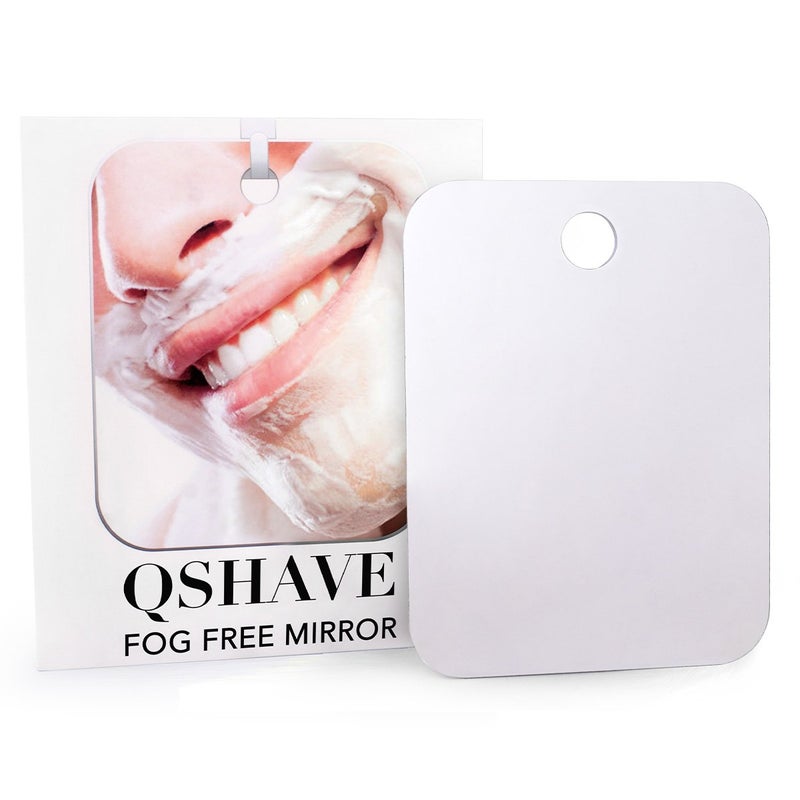 QSHAVE Fogless Shower Mirror Large Size with Suction Hook and Adhesive Hook Perfect for Shaving