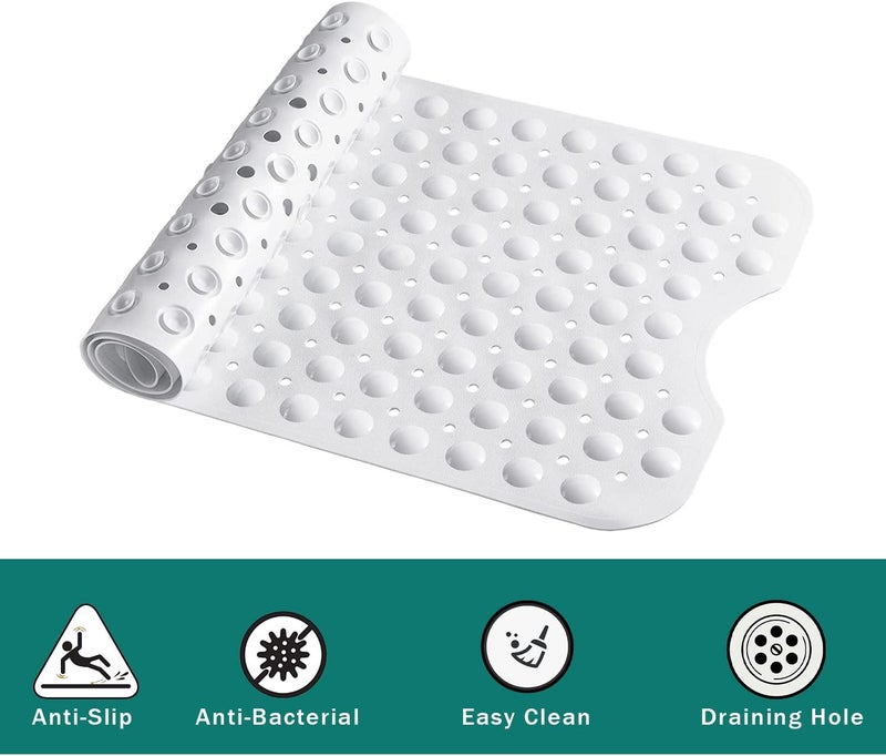 GVTECH Non-Slip Bath Mat with Suction Cups, 100x40cm/40x16in Extra Long Bathtub Mats | Anti-Mould, Machine-Washable, Latex-Free | Shower Mat Ideal for Elderly & Children (White) - Image 4