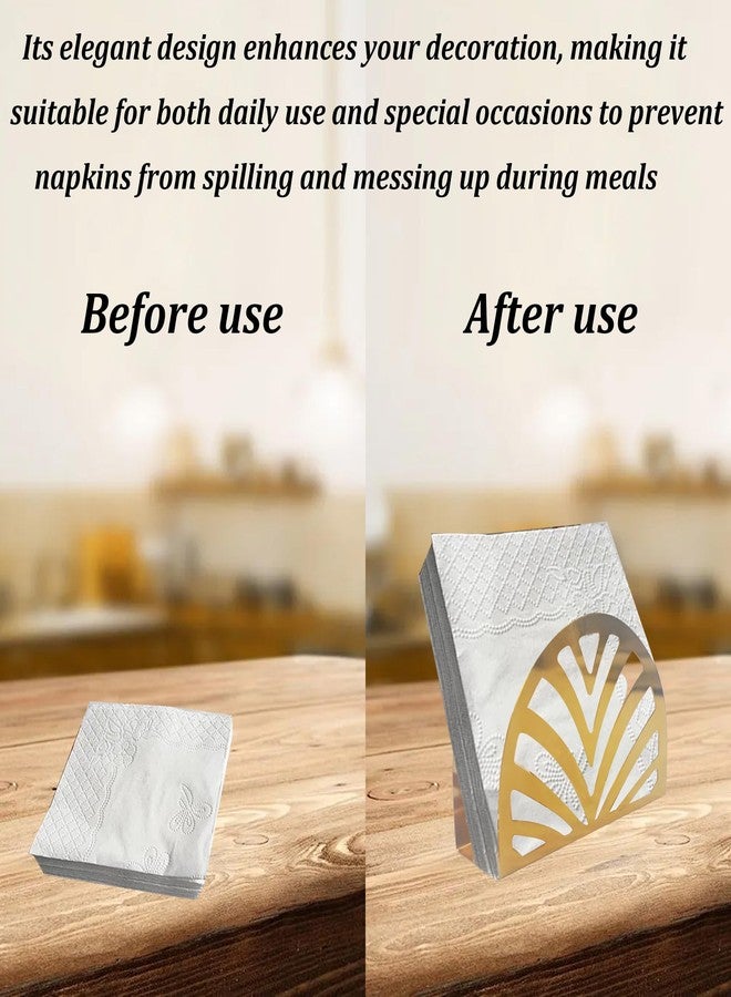 Runseaway Gold Metal Napkin Holder, Semicircle Shape Vertical Napkin Organizer for Kitchen and Dining Table, Elegant Tissue Dispenser for Home and Picnic - Image 5