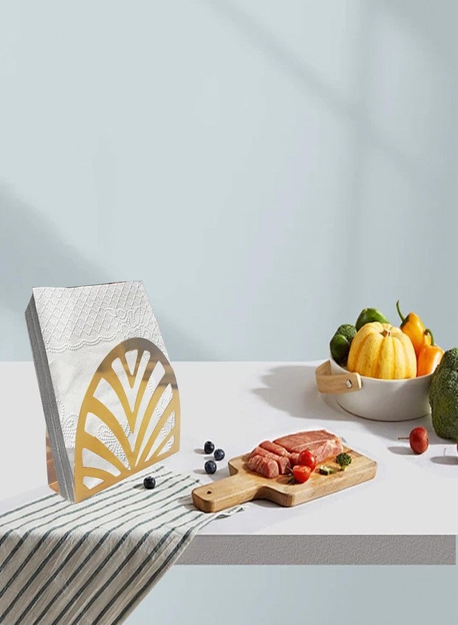 Runseaway Gold Metal Napkin Holder, Semicircle Shape Vertical Napkin Organizer for Kitchen and Dining Table, Elegant Tissue Dispenser for Home and Picnic - Image 4
