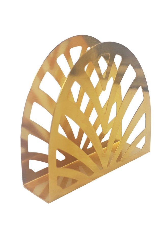 Runseaway Gold Metal Napkin Holder, Semicircle Shape Vertical Napkin Organizer for Kitchen and Dining Table, Elegant Tissue Dispenser for Home and Picnic - Image 1