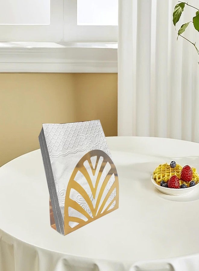 Runseaway Gold Metal Napkin Holder, Semicircle Shape Vertical Napkin Organizer for Kitchen and Dining Table, Elegant Tissue Dispenser for Home and Picnic - Image 3