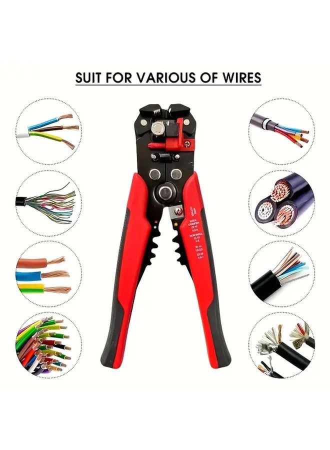 أداة تقشير الأسلاك الأوتوماتيكية الحمراء، أداة كهربائية للتجريد السريع 24-10AWG من الفولاذ الكربوني - Image 3