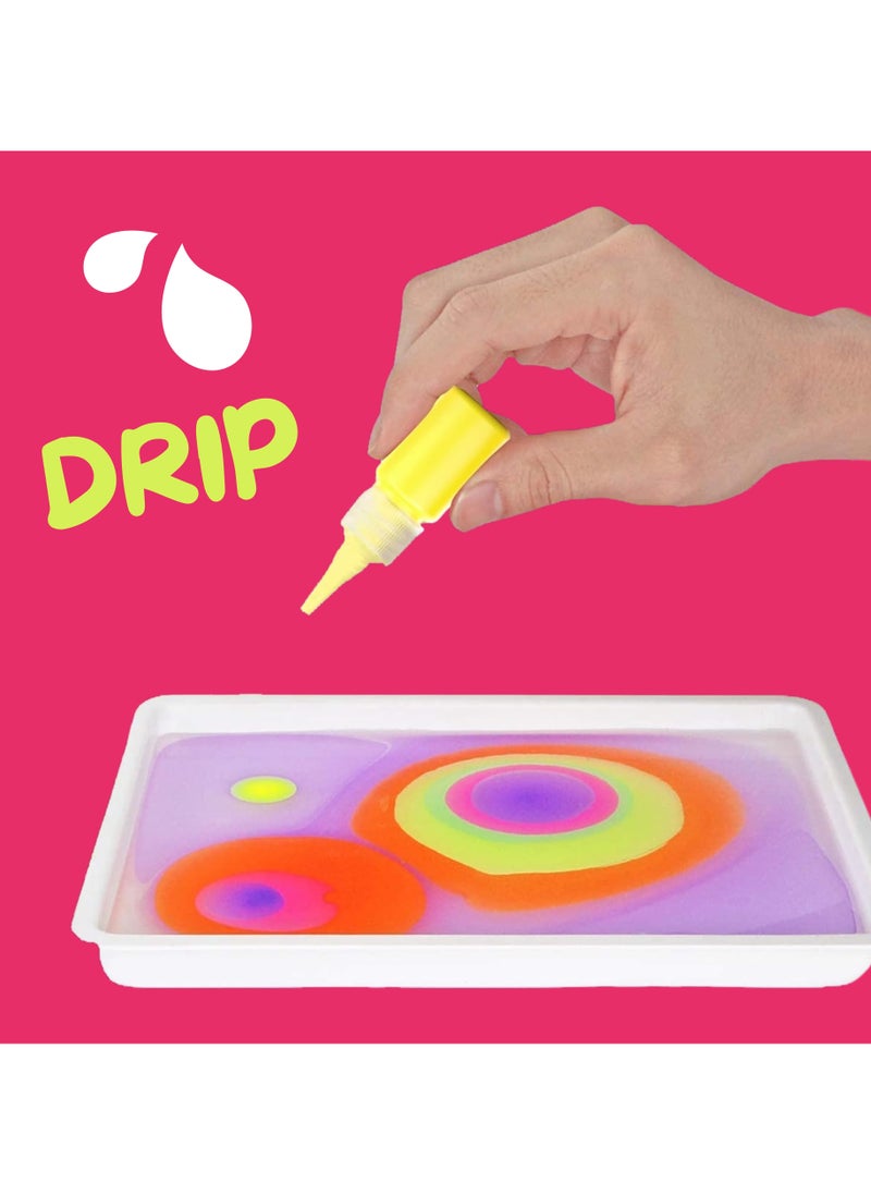 GRAFLO Marbling Paint Art & Crafts Kit - Water Marble Painting Set, Craft Kits for Girls & Boys, 9 Vibrant Colors & 10 Sketch Papers, STEM Engaging Activities, Water Marbling - For Kids 6+ Years  - Image 4