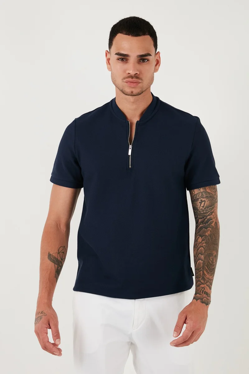 Buratti Cotton Regular Fit Half Zipper T Shirt Men's T Shirt 5902653