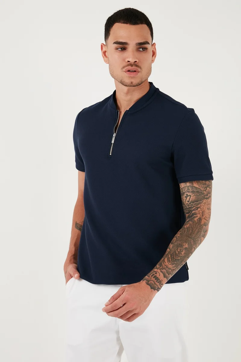 Buratti Cotton Regular Fit Half Zipper T Shirt Men's T Shirt 5902653