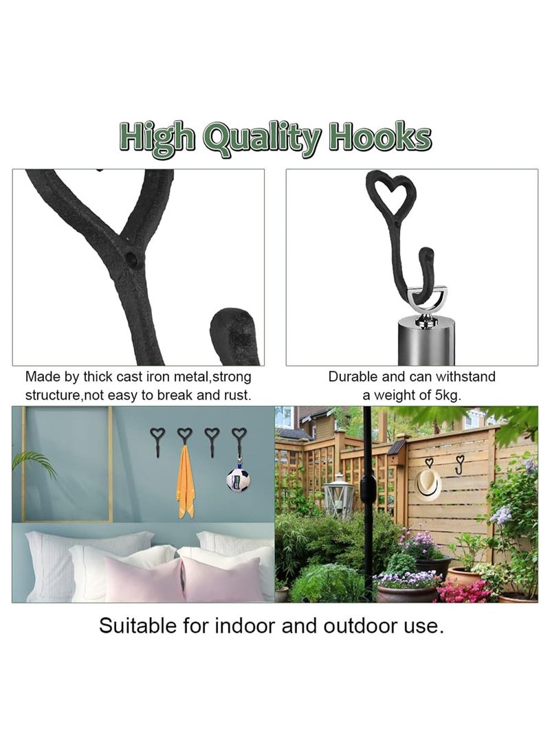 KASTWAVE - 5 Pcs Funky Coat Hooks Black Love Heart Wall Mounted Clothes Hanger Rustic Vintage Cast Iron Metal Coat Hooks with 5 Pcs Screws for Hanging Coat Scarf Bag Towel Key Hat Robe - Image 1
