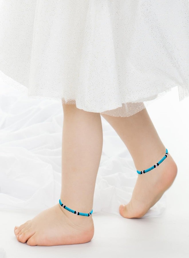 DARSHRAJ Handmade 925 Sterling Silver Baby Nazariya | Sky Blue Poth Beads with Silver Balls | Adjustable Anklet | Bracelet for Newborn Baby Boys | Girls - Image 4