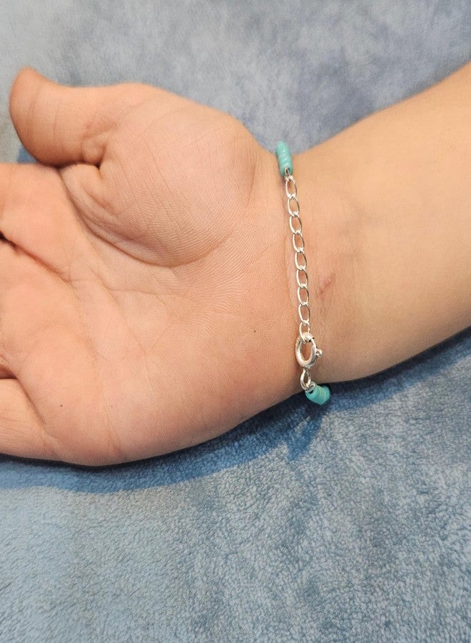 DARSHRAJ Handmade 925 Sterling Silver Baby Nazariya | Sky Blue Poth Beads with Silver Balls | Adjustable Anklet | Bracelet for Newborn Baby Boys | Girls - Image 3