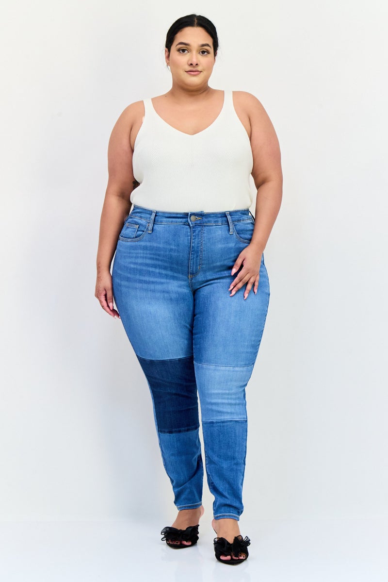 Universal Thread جينز نسائي بلس سايز بخصر عالي قابل للتمدد، أزرق - Image 3