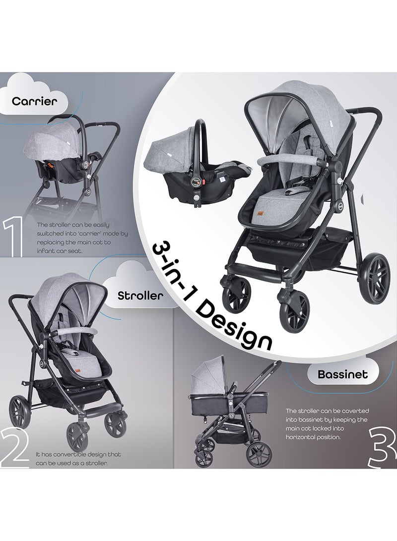 Moon Tres 3 in 1  Travel System - Light Grey - Image 4