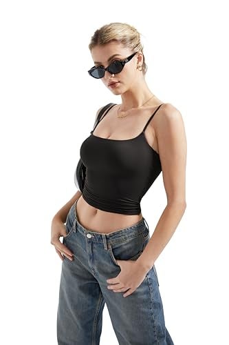 SUUKSESS Women Sexy Square Neck Tank Top Summer Y2K Going Out Tops Casual Sleeveless Basic Cami Shirts (Black, L) - Image 2