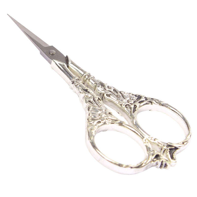 BIHRTC Vintage European Style Scissors Stainless Steel for Cross Stitch Cutting Embroidery Sewing Handcraft Craft Art Work DIY ToolSilver