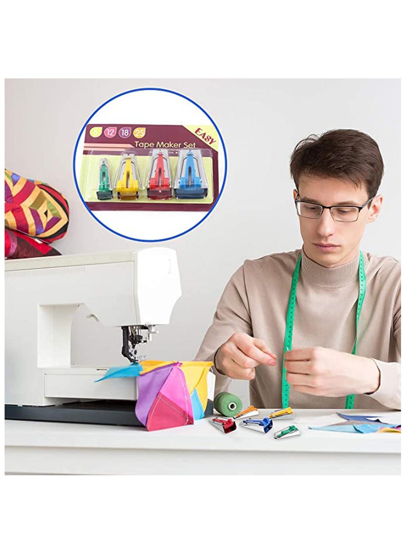 Excefore Bias Tape Maker, Bias Binding Maker Set with 4 Sizes (6mm/12mm/18mm/25mm) for Sewing and Quilting Bias Tape, Fabric Bias Tape Maker Tool Sewing Machine Accessories - Image 4
