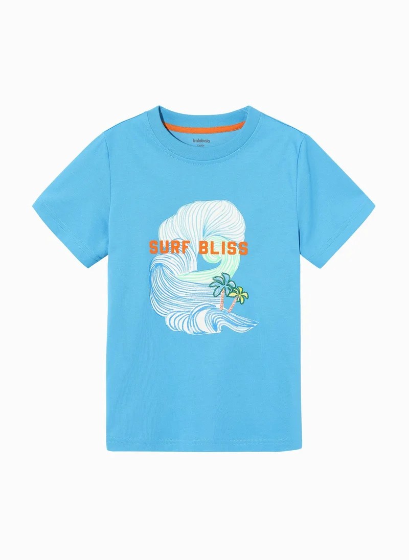 Balabala Kids Boy Round v-neck short-sleeved T-shirt