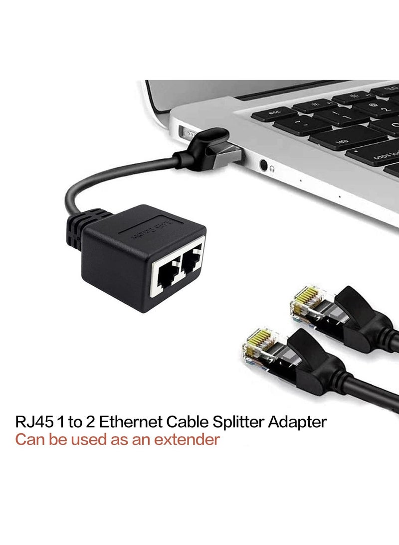 محول موصل RJ45 لتقسيم الإيثرنت 1 ذكر إلى 2 أنثى لكابلات Cat5 و Cat5e و Cat6 باللون الأسود - Image 2