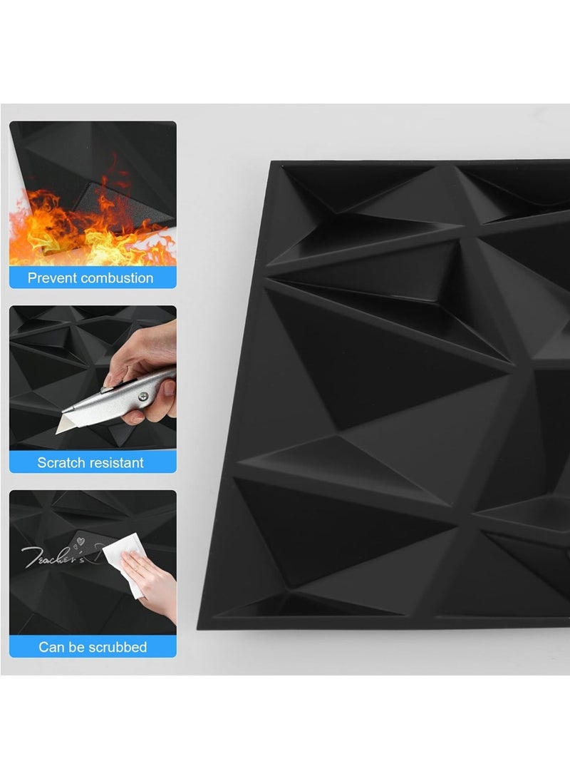 ليون هوم (12 قطعة) لوحات حائط ثلاثية الأبعاد 30 × 30 سم، ورق حائط ثلاثي الأبعاد من مادة PVC، غطاء حائط مزخرف بنمط ماسي، - Image 5