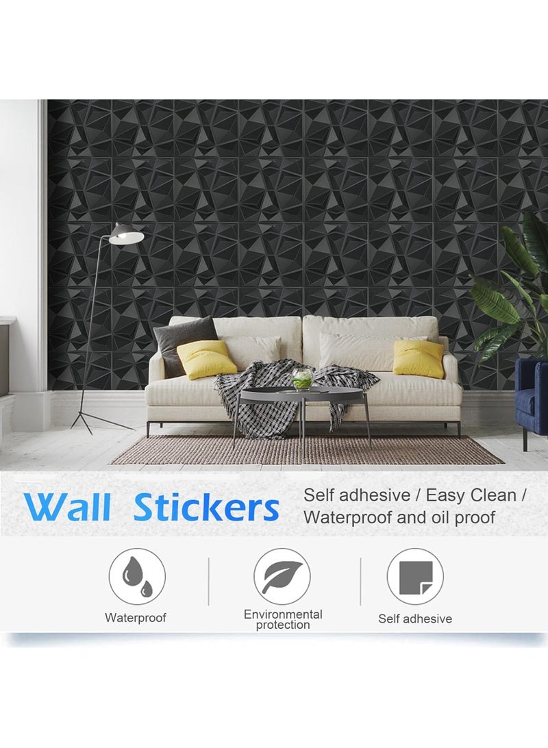 ليون هوم (12 قطعة) لوحات حائط ثلاثية الأبعاد 30 × 30 سم، ورق حائط ثلاثي الأبعاد من مادة PVC، غطاء حائط مزخرف بنمط ماسي، - Image 2
