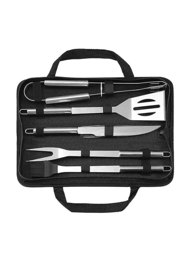Toby's Stainless Steel BBQ Grill Tool Set with Knife, Brush, Fork, Spatula and Tong – Oxford Bag – 5 Pieces - Image 1