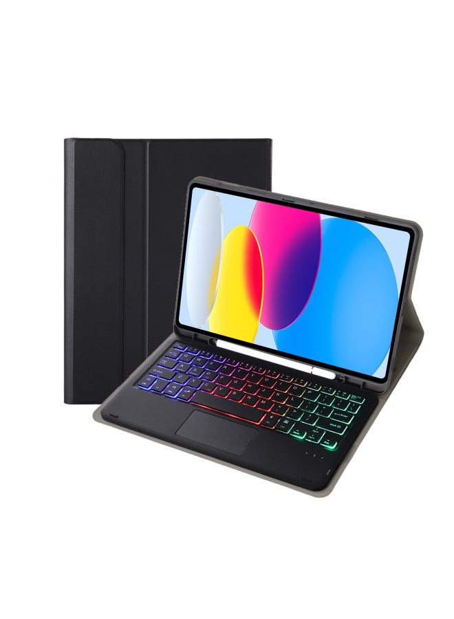 For Samsung TabS9FE11 Inch 2023 Protective Cover Wonderful Control Magnetic Suction Colorful Backlit Bluetooth Keyboard Soft Shell-Color:Obsidian Black-Touch Keyboard (Backlit)-Product Type:Samsung S9fe Puls 12.4inch ( 10inch Keyboard) - Image 1