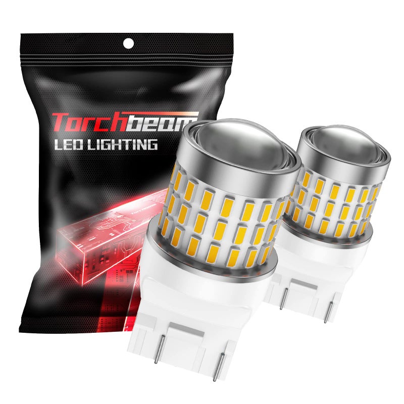 Torchbeam T20 7443 7440 LED Turn Signal Light Bulbs 7444NA 7442NAK, Amber Yellow W21W 7441 7444 LED Bulbs with Projector Replacement for Parking Front Rear Turn Signal Lights - Image 1