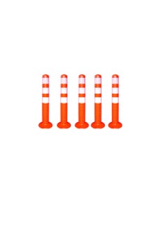 Screw Fixed Parking Post 75 CM RED High Grade PVC Material With 3 White Reflective Tapes Premium Quality Easy To Install With Our Installation Kit And Manual Pack Of 5
