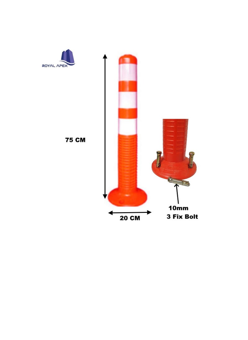 Generic - Screw Fixed Parking Post 75 CM RED High Grade PVC Material With 3 White Reflective Tapes Premium Quality Easy To Install With Our Installation Kit And Manual Pack Of 5 - Image 1
