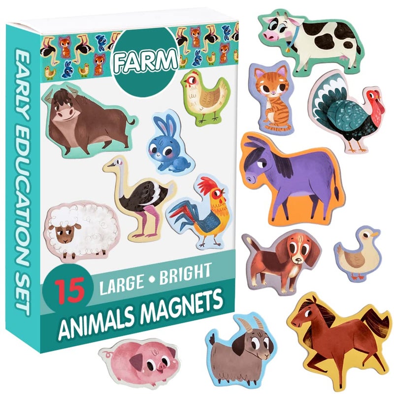 MAGDUM FARM animal magnets real LARGE fridge magnets for toddlers Magnetic EDUcational toys baby 3 year old baby LEARNing magnets for kids Speech development toys Kid magnets for Magnetic THEATRE - Image 2