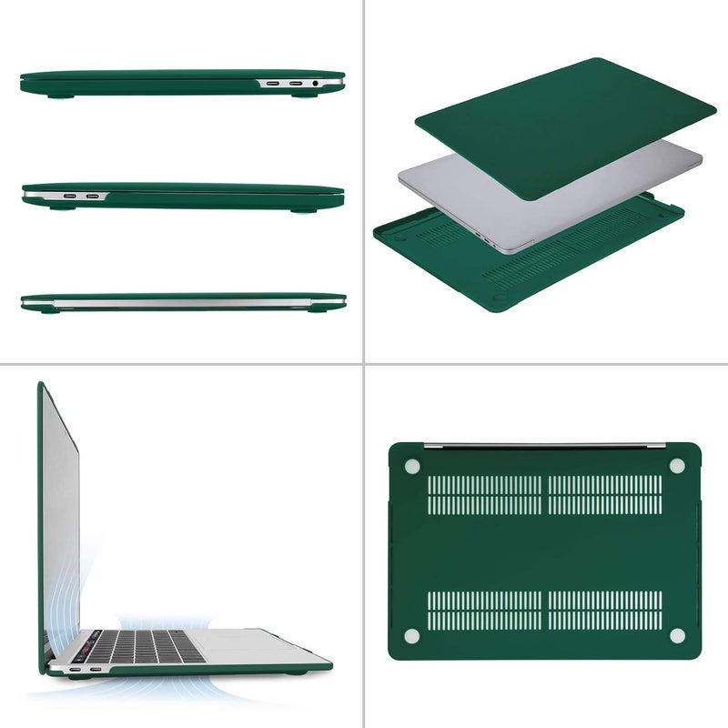 موسيسو حافظة متوافقة مع MacBook Pro 13 بوصة M2 2025، 2024، 2023-2016 A2338 M1 A2251 A2289 A2159 A1989 A1708 A1706، غلاف بلاستيكي صلب وغطاء لوحة مفاتيح وواقي شاشة وحقيبة تخزين، أخضر طاووسي - Image 4