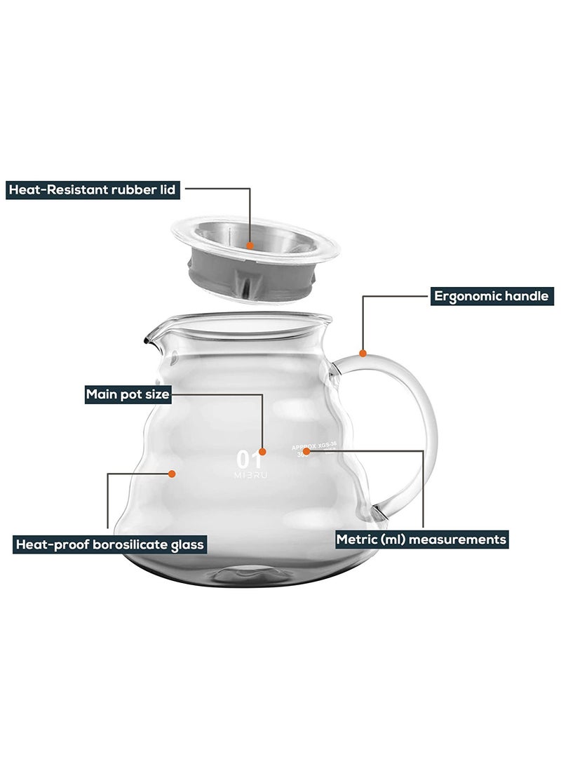 MIBRU V60 Coffee Server Maker Heat Resistant Glass Pot Pour Over Server Kettle Coffee Teapot Hand Drip Pour Over 400ml  - Image 4