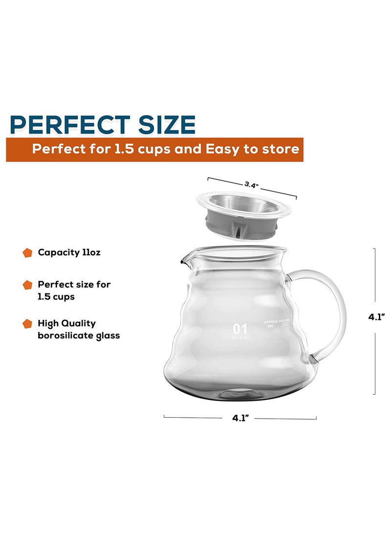 MIBRU V60 Coffee Server Maker Heat Resistant Glass Pot Pour Over Server Kettle Coffee Teapot Hand Drip Pour Over 400ml  - Image 3