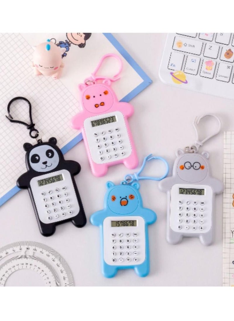 Generic - Cute cartoon bear calculator mini portable led big screen monitor creative keychain stationery - Image 1