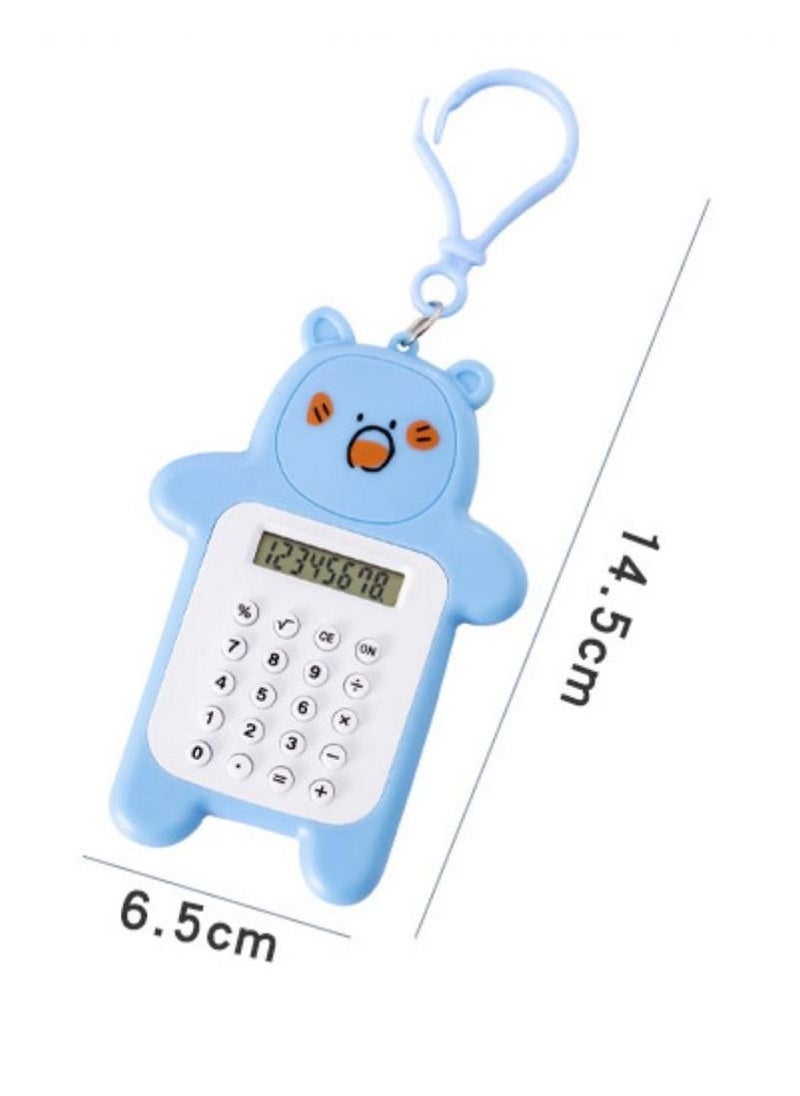 Generic - Cute cartoon bear calculator mini portable led big screen monitor creative keychain stationery - Image 1