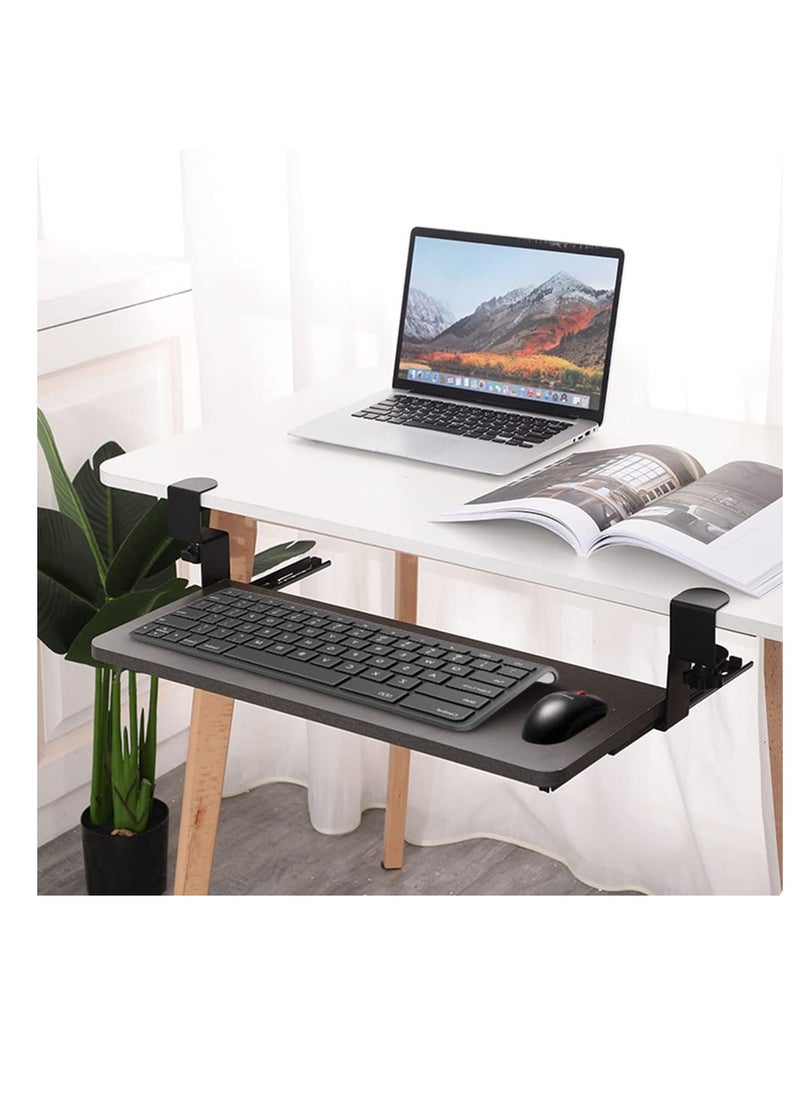 Excefore - Keyboard Clamp Rail Under Desk Set, Keyboard Trays Clamp Rail, Pull Out Keyboard & Mouse Tray with C Clamp (Board not Included), Under Desk Pull Out Slider Track, for Home or Office - Image 1
