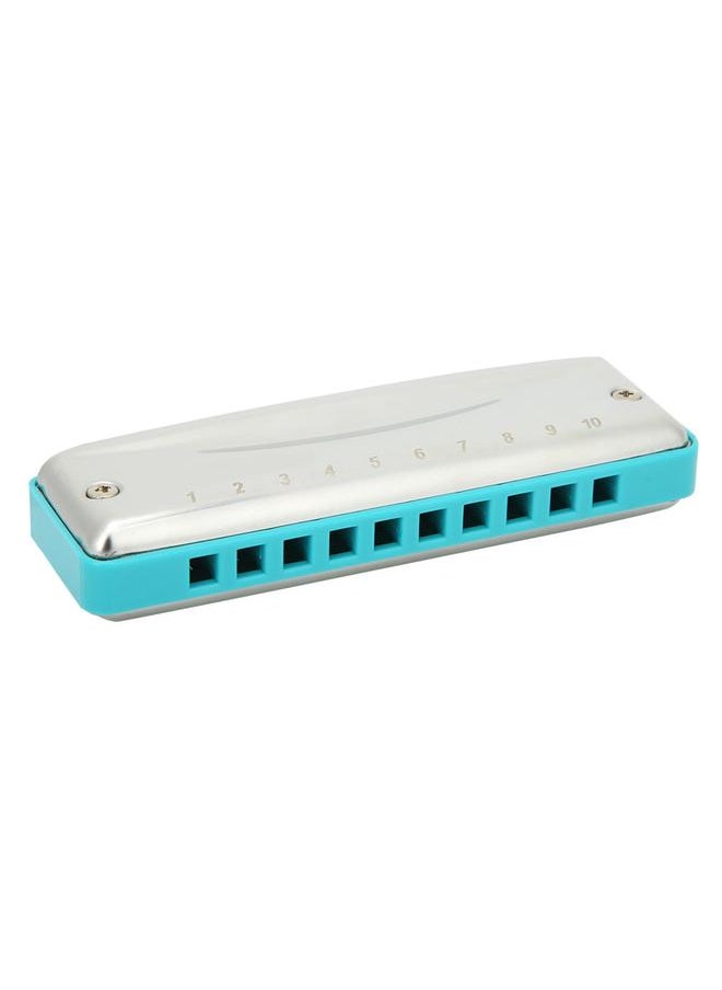 Thoraya Blues Harmonica 10‑Hole Mouthorgan C Key Stainless Steel Cover Small Cute Portable Gifts(Blue )  - Image 2