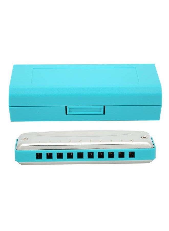 Thoraya Blues Harmonica 10‑Hole Mouthorgan C Key Stainless Steel Cover Small Cute Portable Gifts(Blue )  - Image 1