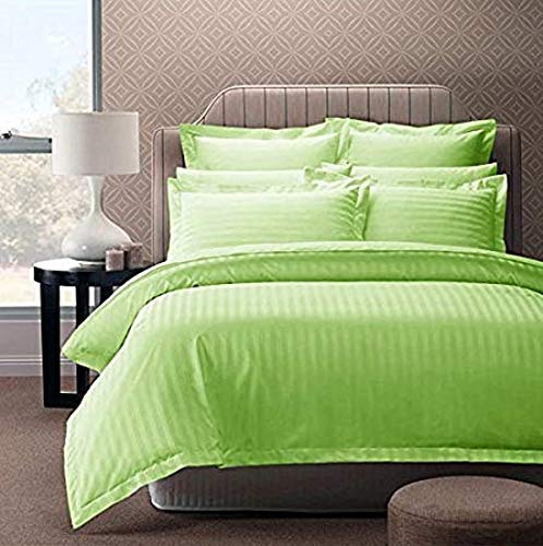 Ein Sof Pure Cotton Pillow Covers, Set of 2 - Satin Stripe Pillow Cases/Covers (Green) - Image 2