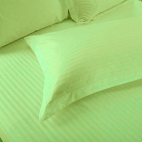Ein Sof Pure Cotton Pillow Covers, Set of 2 - Satin Stripe Pillow Cases/Covers (Green) - Image 4
