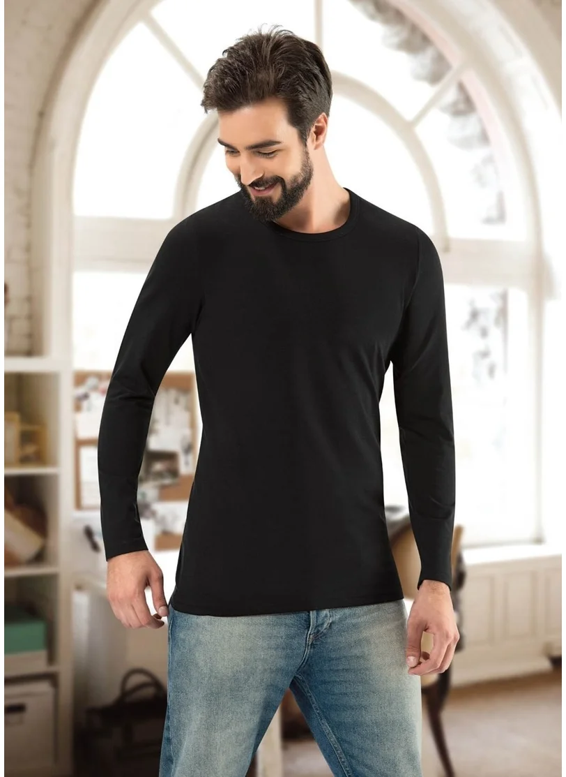 Anıt Lingerie Anıt 1165 Black 3 Pieces 0 Collar Long Sleeve Men's Undershirt