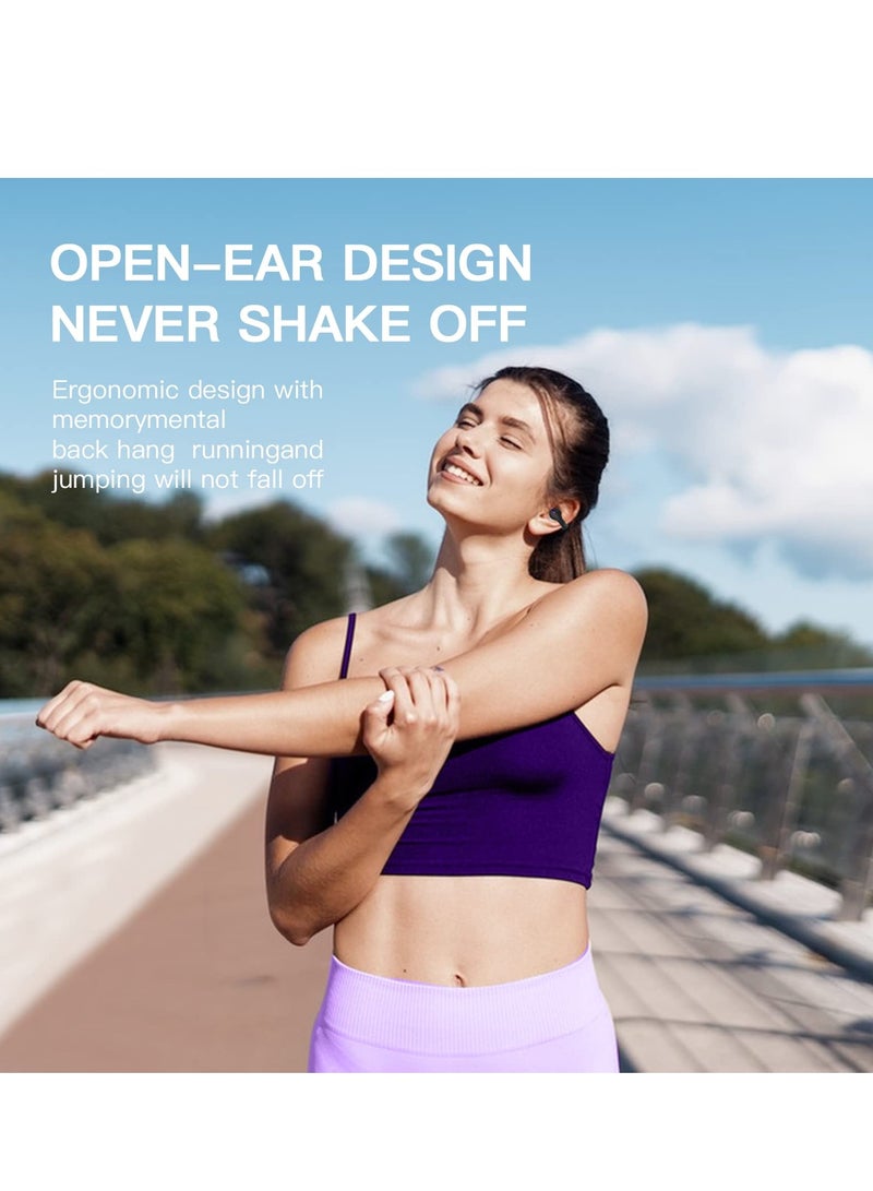 Excefore Wireless Earbuds with Earhooks Headset Clip On Open Ear Bone Conduction Head Set Workout Cycling Running Work Headphones Conducting Induction Earphones - Image 3