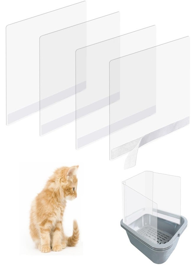 Sadoia Cat Litter Box Splash Guard Pee Shields - Anti-Splashing Reusable High Sided Litter Box High Wall Cat Toilet Training Kit for Open Top Litter Pan (4 PCS) - Image 1