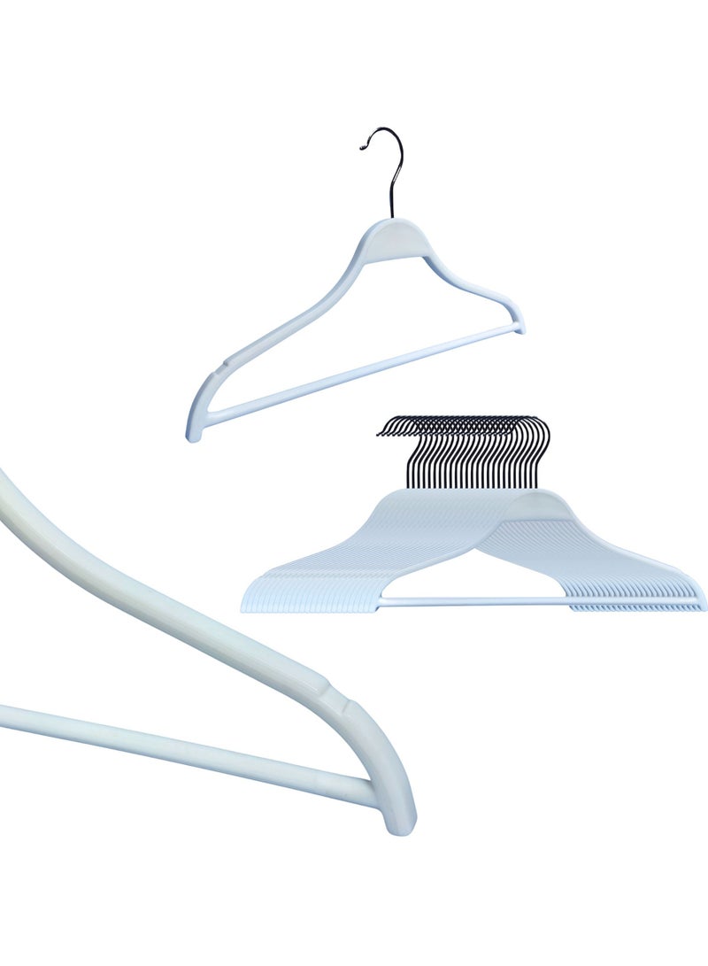 ORTUK 12 Pack Heavy Duty Plastic Hangers with Crossbar, Non Slip Notched Shoulder Clothes Hangers, Space Saving Coat Hanger 360° Swivel Hook, Suit Hanger for Shirt, Jacket, Trouser Closet Organizer 34x21 cm - Image 1