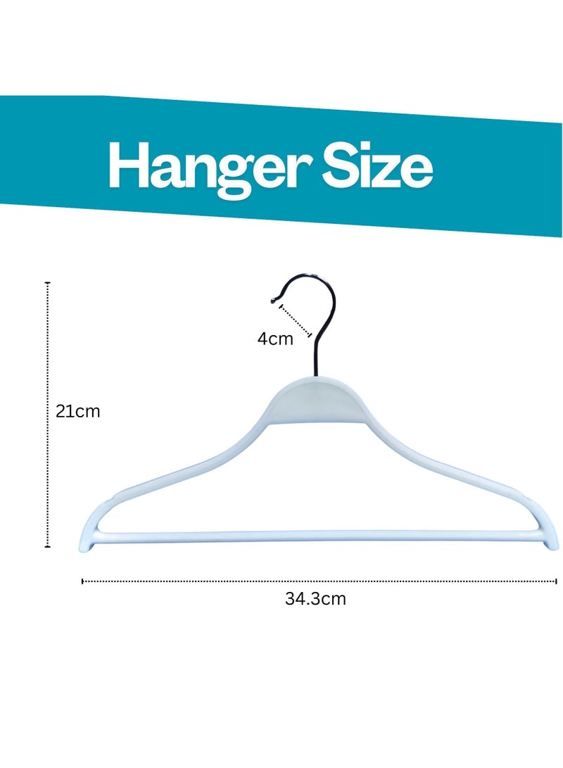 ORTUK 12 Pack Heavy Duty Plastic Hangers with Crossbar, Non Slip Notched Shoulder Clothes Hangers, Space Saving Coat Hanger 360° Swivel Hook, Suit Hanger for Shirt, Jacket, Trouser Closet Organizer 34x21 cm - Image 2