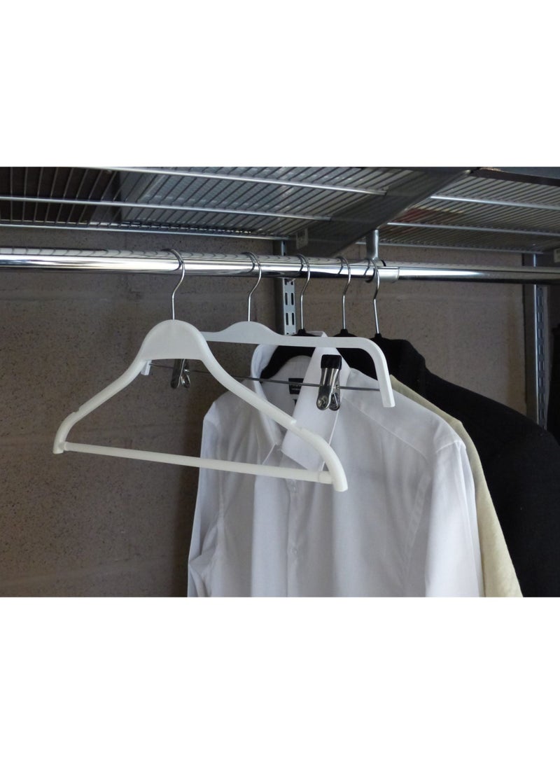 ORTUK 12 Pack Heavy Duty Plastic Hangers with Crossbar, Non Slip Notched Shoulder Clothes Hangers, Space Saving Coat Hanger 360° Swivel Hook, Suit Hanger for Shirt, Jacket, Trouser Closet Organizer 34x21 cm - Image 5