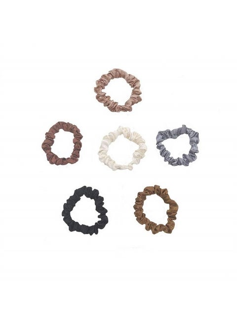 6 Pcs Silk Hair Scrunchies Soft & Comfortable Small Silk Scrunchy Skinny Hair Ties Bows Ropes Elastics Ponytail Holders for Women Girls Hair Accessories
