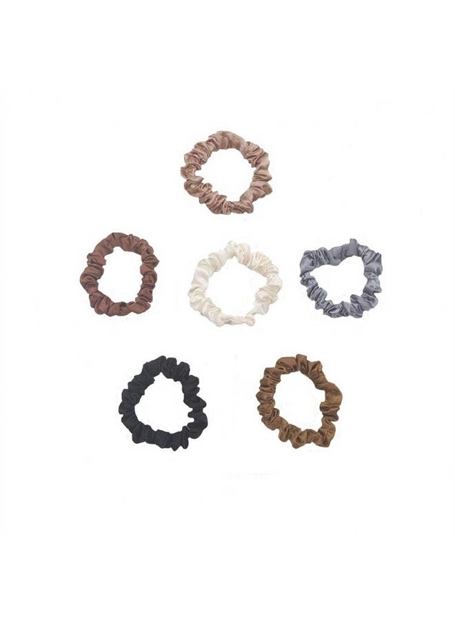 6 Pcs Silk Hair Scrunchies Soft & Comfortable Small Silk Scrunchy Skinny Hair Ties Bows Ropes Elastics Ponytail Holders for Women Girls Hair Accessories