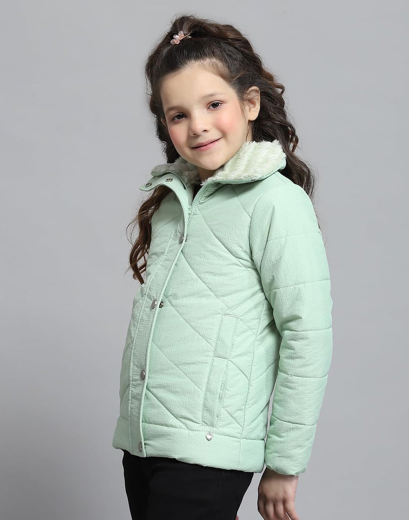 Monte Carlo Girls Self Design Green Collar Neck Full Sleeve Jacket - Image 3