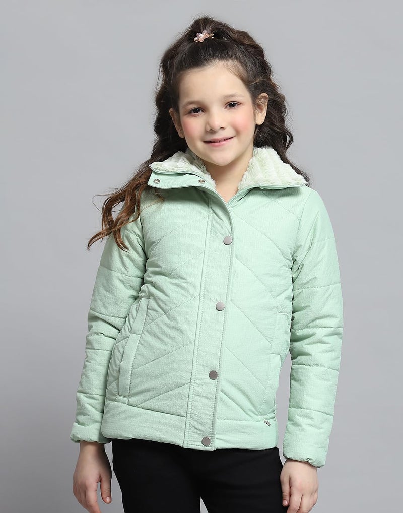 Monte Carlo Girls Self Design Green Collar Neck Full Sleeve Jacket - Image 2